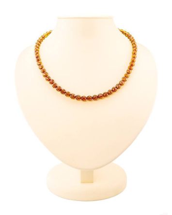 Faceted Cognac Amber Beaded Necklace The Prague, image 