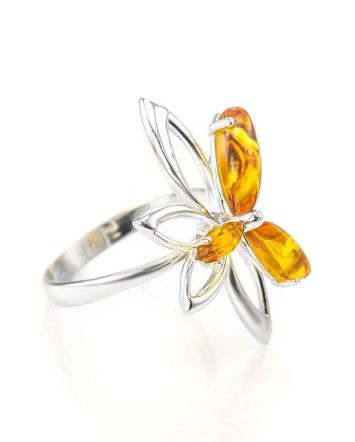 Lemon Amber Ring In Sterling Silver The Verbena, Ring Size: 9.5 / 19.5, image 