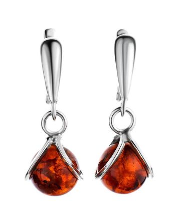 Drop Amber Earrings In Sterling Silver The Flamenco, image 