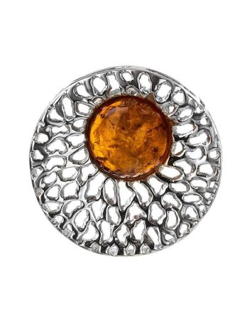 Round Amber Pendant In Sterling Silver The Venus, image 