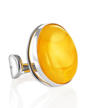 Gorgeous Honey Amber Ring In Sterling Silver The Glow, Ring Size: Adjustable, image 