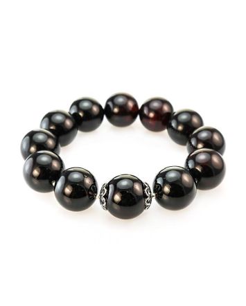 Bold Dark Amber Ball Beaded Bracelet The Ariadna, image 