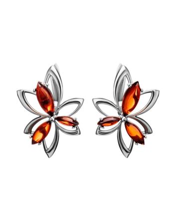 Floral Amber Earrings In Sterling Silver The Verbena, image 
