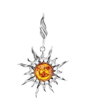 Sun Shaped Amber Pendant In Sterling Silver The Helios, image 