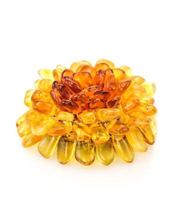 Multicolor Amber Brooch The Chrysanthemum, image 