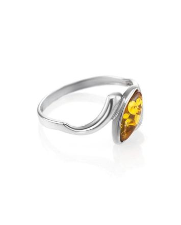 Classy Silver Ring With Cognac Amber The Amaranth, Ring Size: 5.5 / 16, image 