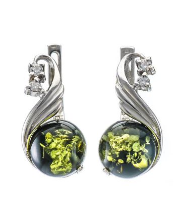 Amber Earrings In Sterling Silver With Crystals The Swan, image 
