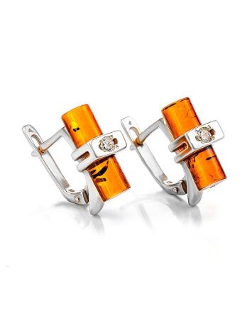 Amber Earrings In Sterling Silver With Crystals The Scandinavia, image 