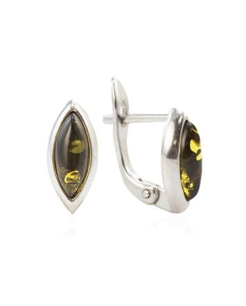 Delicate Silver Earrings With Green Amber The Amaranth, image 
