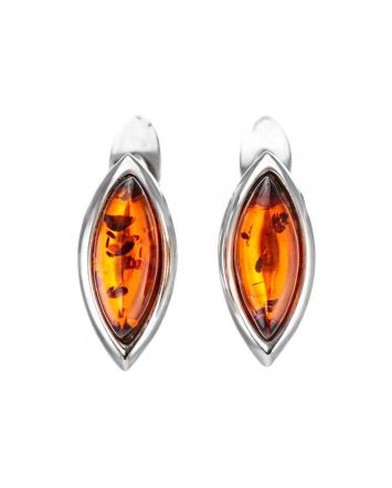 Cute Silver Earrings With Cherry Amber The Amaranth, image 