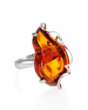 Adjustable Amber Ring In Sterling Silver The Rialto, Ring Size: Adjustable, image 