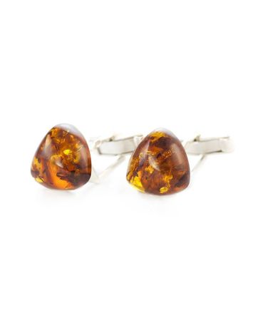 Silver Cufflinks With Cognac Amber The Acapulco, image 