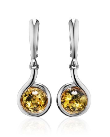 Refined Green Amber Drop Earrings In Sterling Silver The Berry, image 