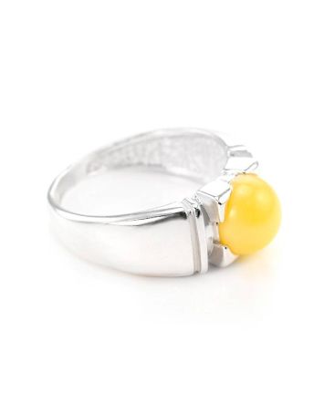 Bold Honey Amber Ring In Sterling Silver The Rondo, Ring Size: 12 / 21.5, image 