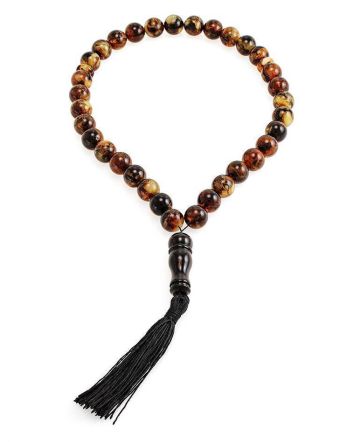 Islamic 33 Black Amber Prayer Beads, image 