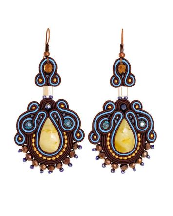 Ornate Drop Earrings With Amber And Crystals The India, image 