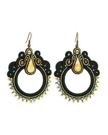 Braided Hoop Drop Earrings With Amber And Crystals The India, image 