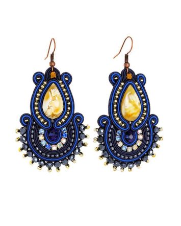 Ornate Drop Earrings With Amber And Crystals The India, image 