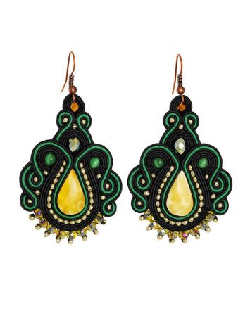 Bright Braided Drop Earrongs With Amber And Crystals The India, image 