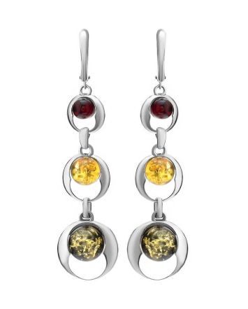 Multicolor Amber Earrings In Sterling Silver The Orion, image 