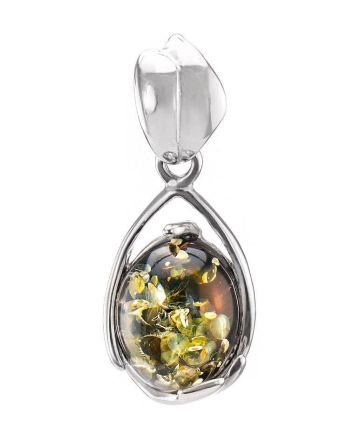 Tear Drop Amber Pendant In Sterling Silver The Selena, image 