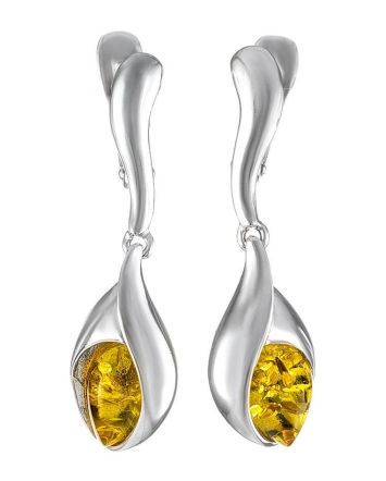 Lemon Amber Earrings In Sterling Silver The Peony, image 