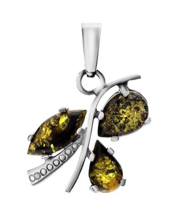 Green Amber Pendant In Sterling Silver The Verbena, image 
