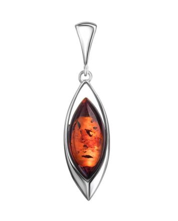 Chic Silver Pendant With Cognac Amber The Taurus, image 