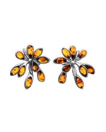 Cognac Amber Earrings In Sterling Silver The Dahlia, image 