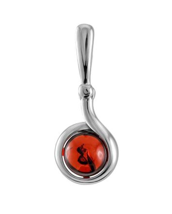 Classy Silver Pendant With Cherry Amber The Berry, image 