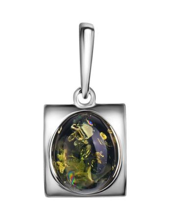 Green Amber Pendant In Sterling Silver The Saturn, image 