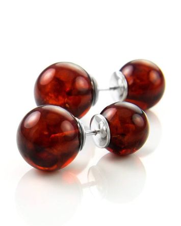 Cherry Amber Earrings In Sterling Silver The Paris, image 