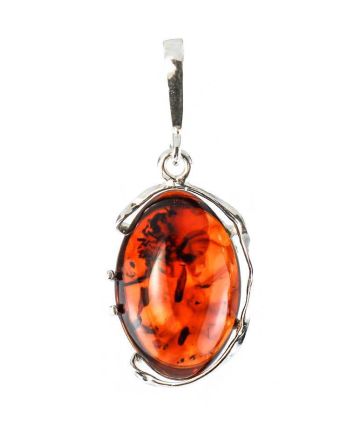 Oval Amber Pendant In Sterling Silver The Vivaldi, image 
