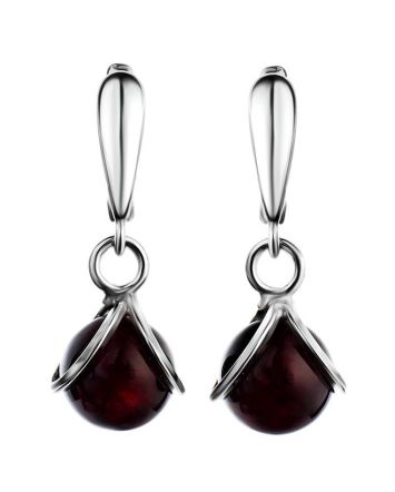 Cherry Amber Earrings In Sterling Silver The Flamenco, image 