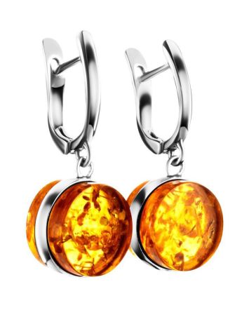 Sterling Silver Earrings With Luminous Lemon Amber The Furor, image 