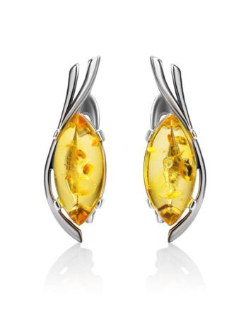 Lemon Amber Earrings In Sterling Silver The Verbena, image 