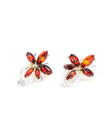 Sterling Silver Earrings With Cognac Amber The Verbena, image 