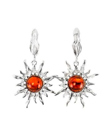 Drop Amber Earrings In Sterling Silver The Helios, image 