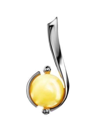 Round Amber Pendant In Sterling Silver The Sphere, image 
