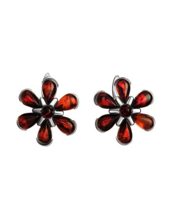 Floral Amber Earrings In Sterling Silver The Verbena, image 
