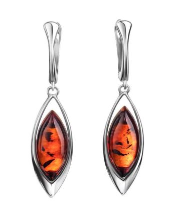 Amazing Drop Earrings With Cognac Amber In Sterling Silver The Taurus, image 