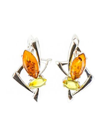 Multicolor Amber Earrings in Sterling Silver The Pegasus, image 