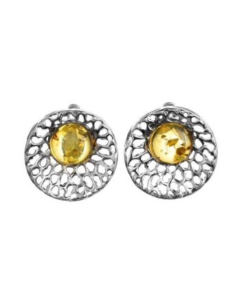 Lemon Amber Earrings In Sterling Silver The Venus, image 