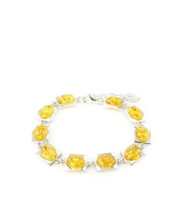 Silver Link Bracelet With Lemon Amber The Saturn, image 