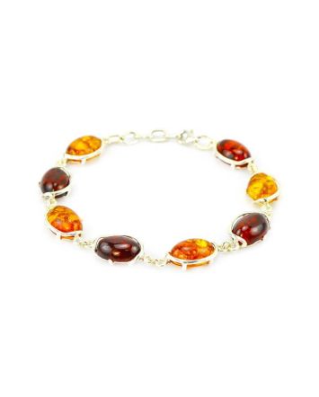 Multicolor Amber Link Bracelet In Sterling Silver The Vivaldi, image 