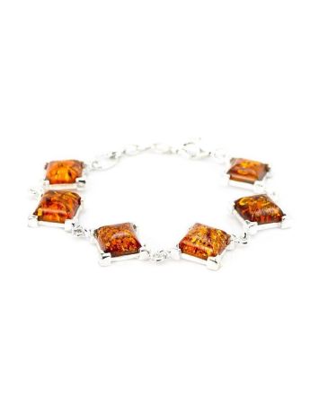 Cognac Amber Link Bracelet In Sterling Silver The Athena, image 
