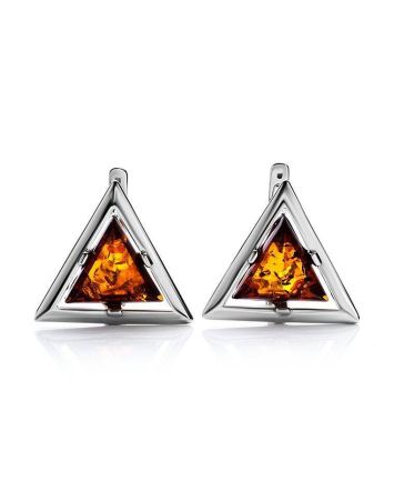 Triangle Amber Earrings In Sterling Silver The Mistral, image 