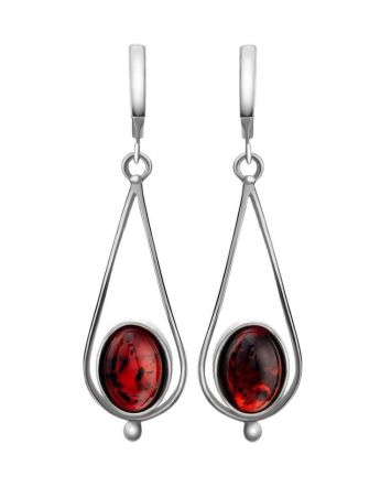 Sterling Silver Drop Earrings With Cherry Amber The Sultan, image 