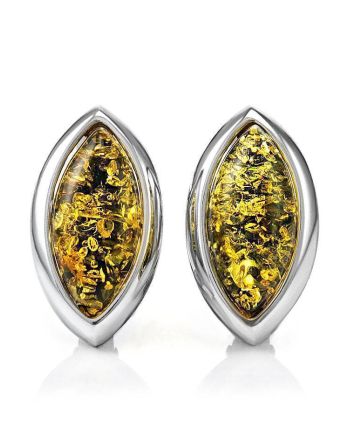 Sterling Silver Earrings With Green Amber The Amaranth, image 
