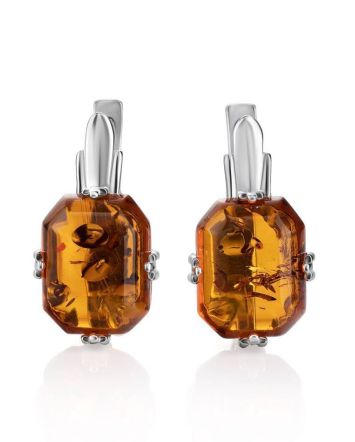 Faceted Amber Earrings In Sterling Silver The Jazz, image 